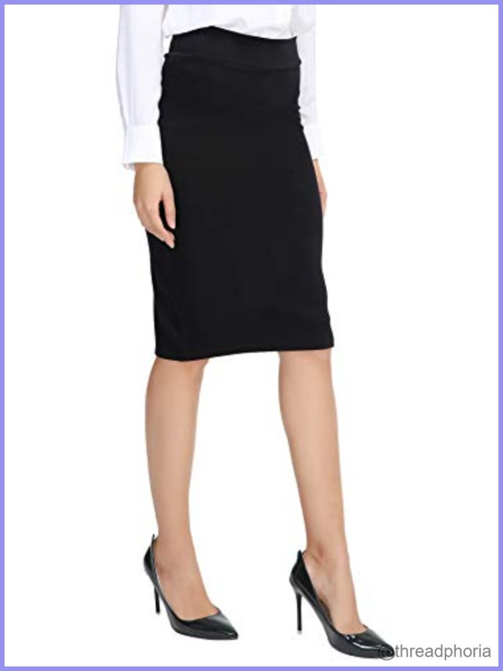 Elastic Waist Stretch Bodycon Midi Pencil Skirt Wear to Work